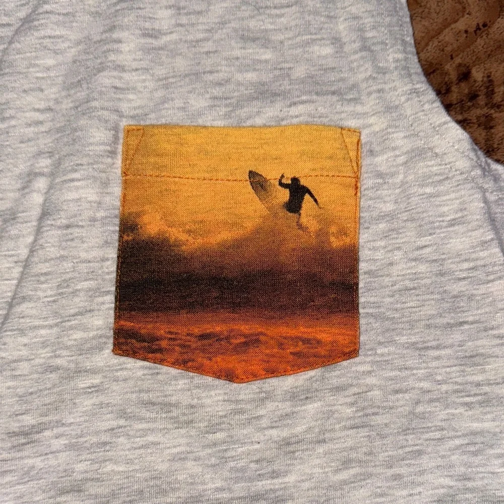 Sleeveless Gray Shirt with Surfer Pocket size medium boys